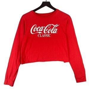 Coca-Cola Classic Red Cropped‎ Long Sleeve T-Shirt Unisex Size L